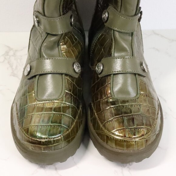DC Shoes Women's 7 Filter Green Crocodile Military Pirate Tall Boots RARE 2008 - Picture 5 of 11